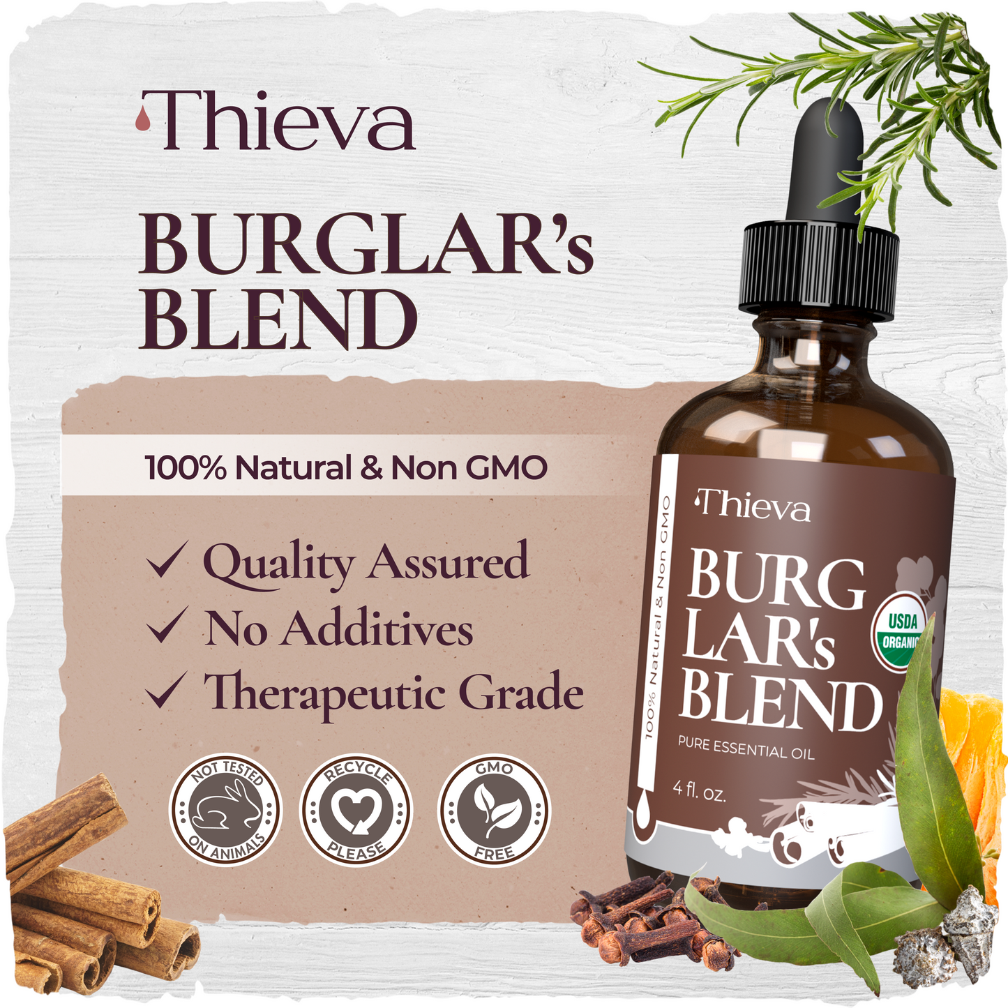 THIEVA's Burglar's Blend Essential Oil (4Oz) — USDA Organic