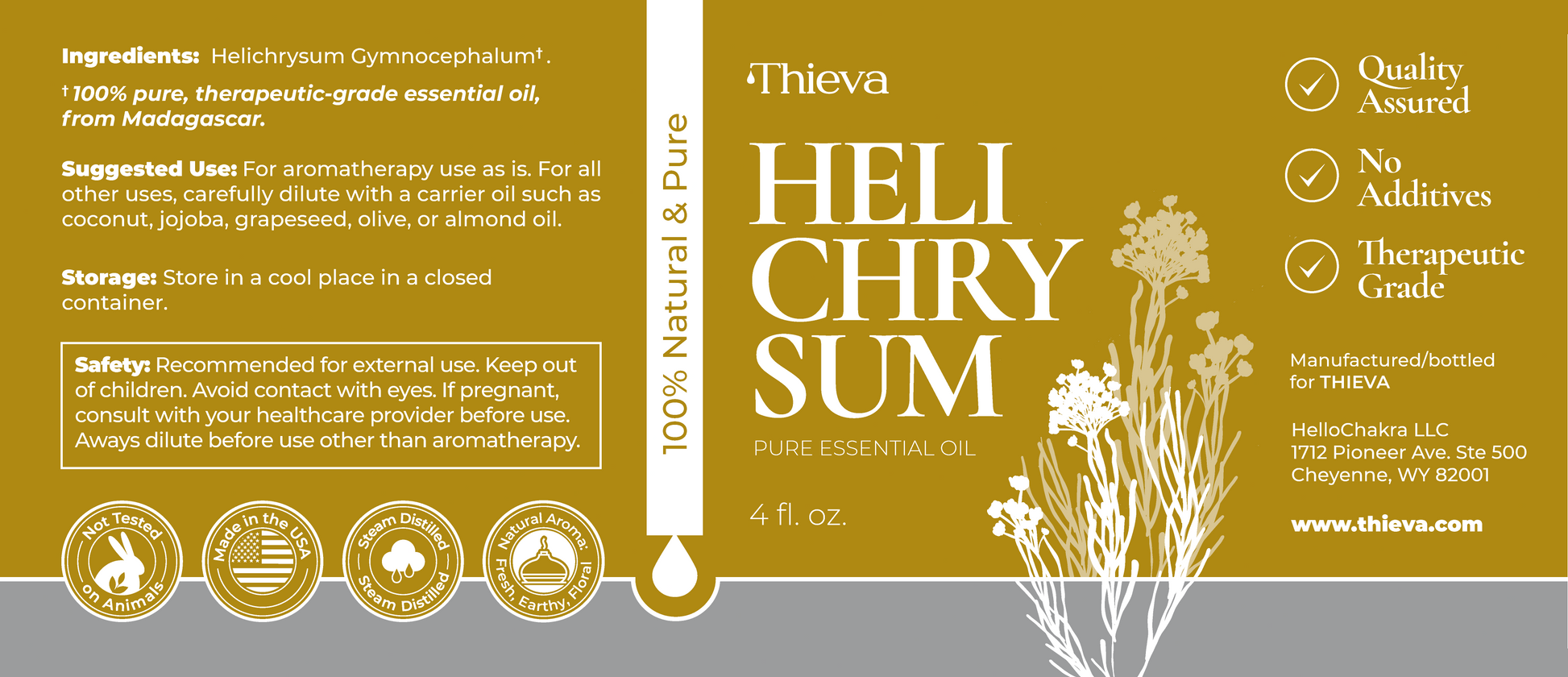 Helichrysum Oil Label